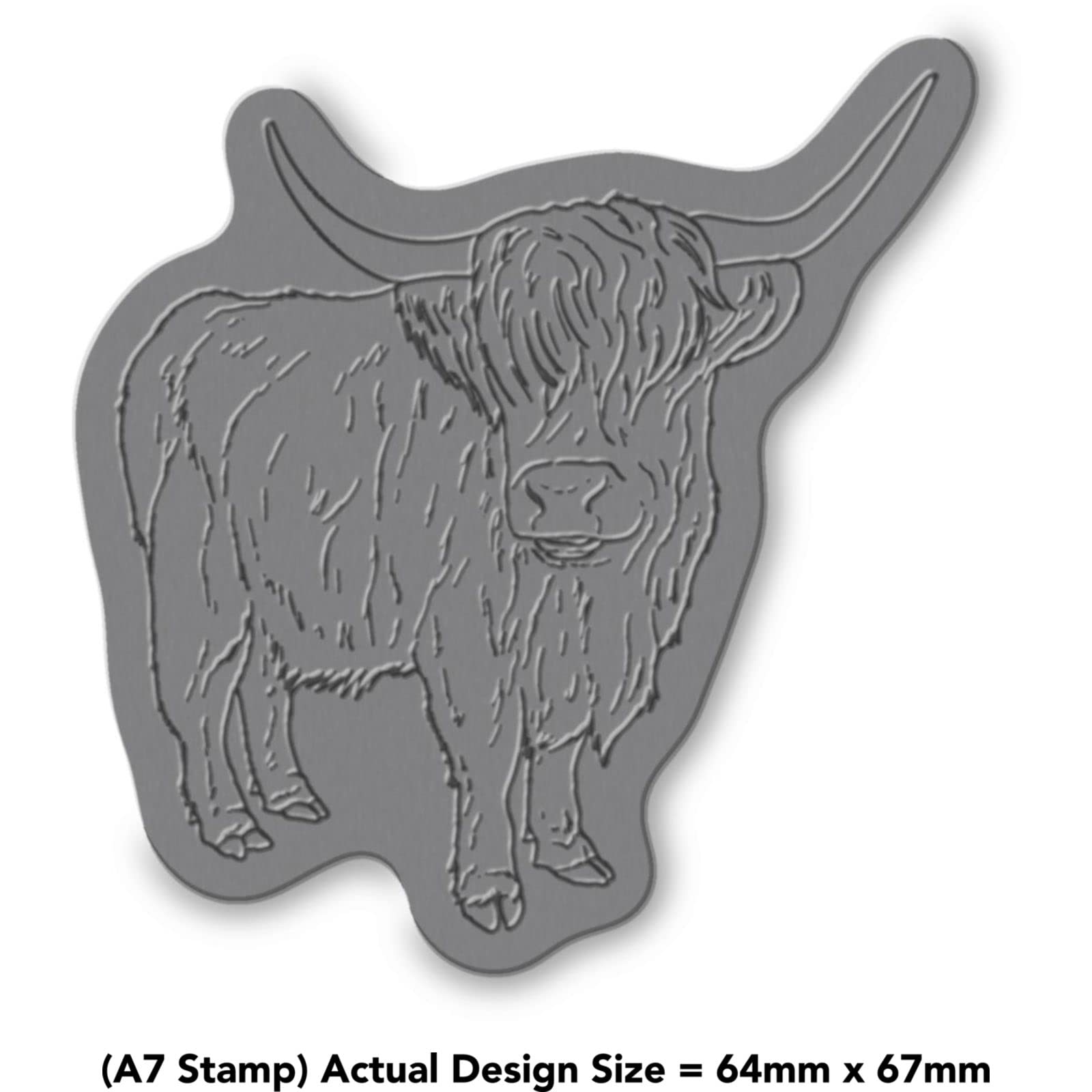 'Highland Cow' Rubber Stamp - Unmounted Design for Crafting & Scrapbooking, A7 (RS00042610)