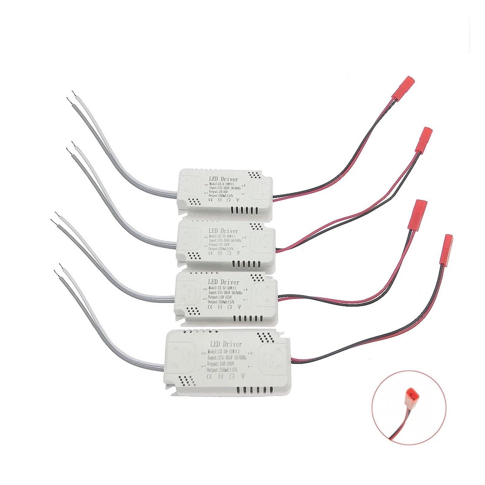 Driver LED 250mA 8-24W 25-40W 37-50W 50-75W unità di Alimentazione AC175-265V Illuminazione for luci e lampadari a(50-75Wx1)
