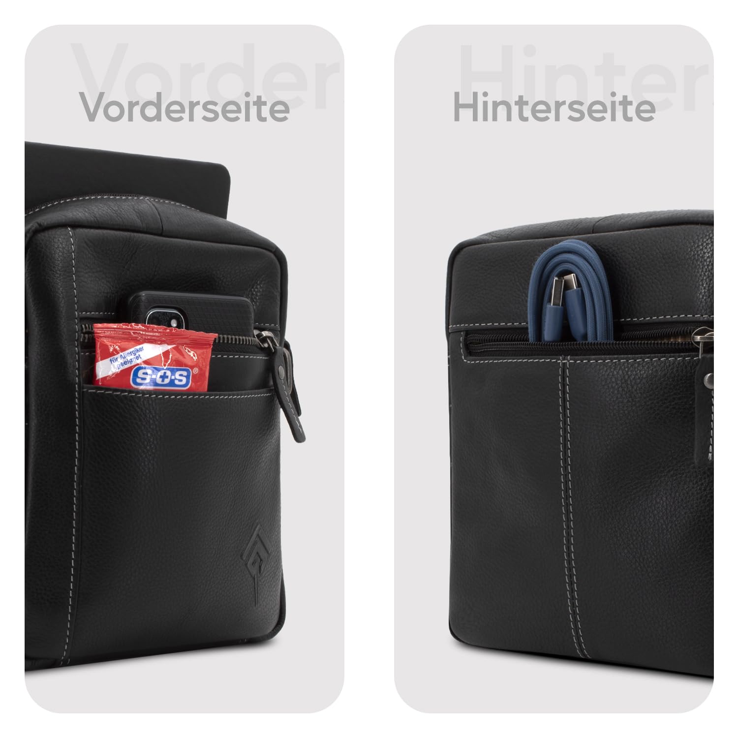 ekavale Echtleder-Umhängetasche für Herren - Vintage Schultertasche für Männer, ideal für Arbeit, Reisen oder als Geschenk - Messenger Bag für Business und Freizeit in kompakter Größe