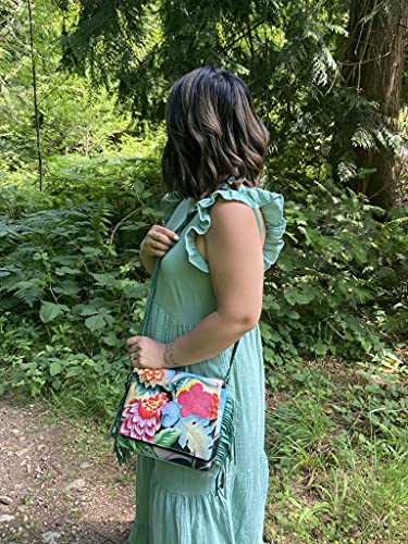 Anna by Anuschka Hand Painted Leather Women's Fringed Flap Crossbody 7