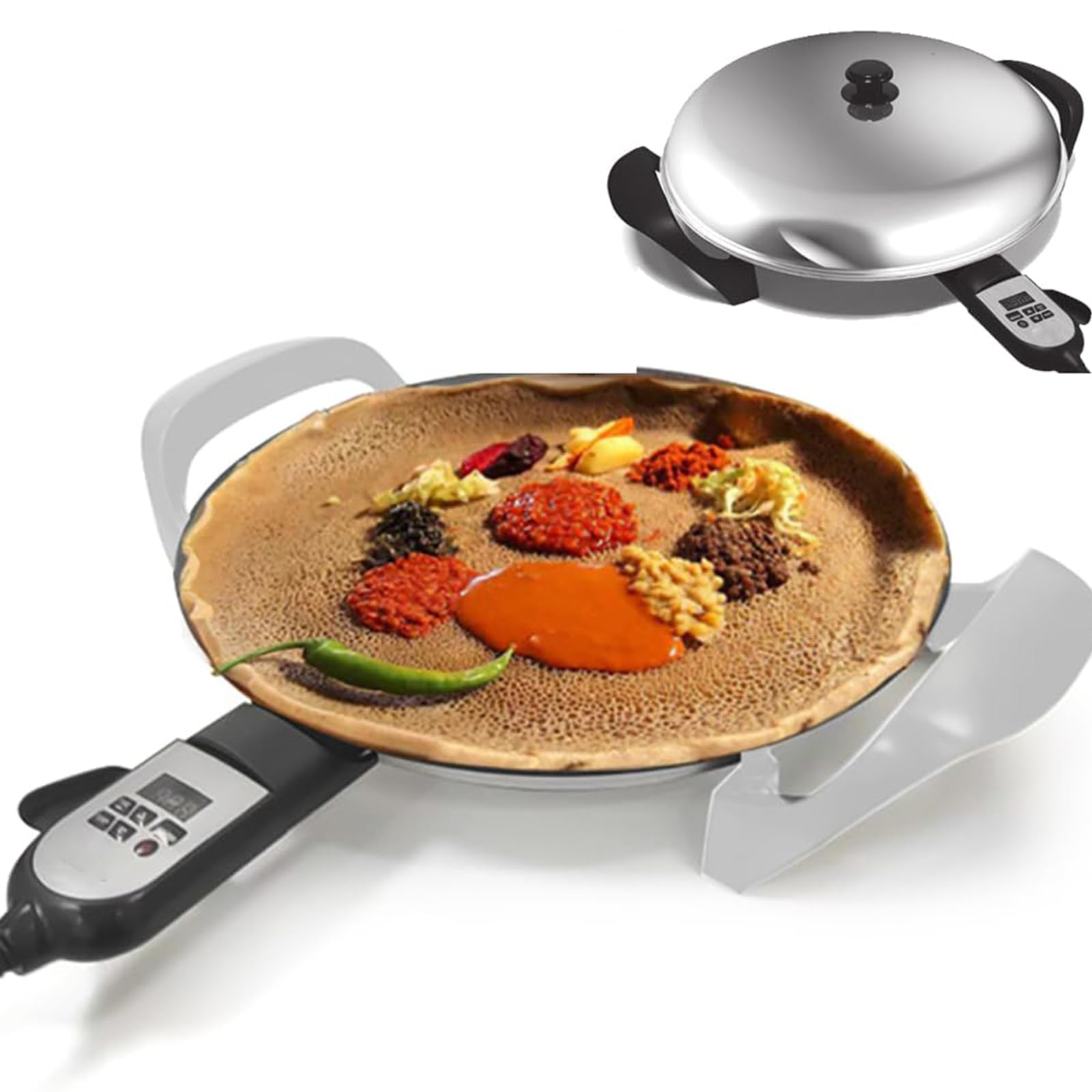 MYUYEE Electric Griddle Crepe Maker Non-Stick with Adjustable Temperature Control for Even Heating, Ideal for Roti, Pancakes, Tortillas, Perfect for Home Kitchen Use