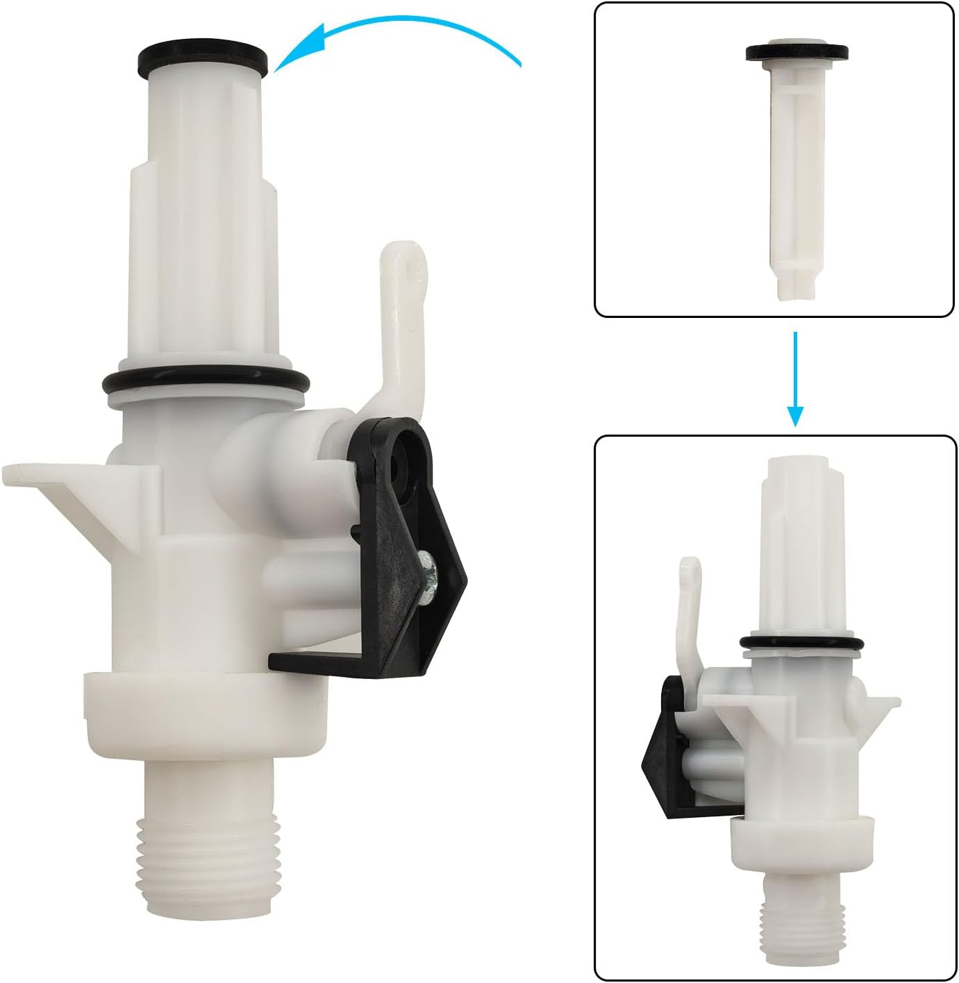 Upgraded 13168 RV Toilet Water Valve Kit for Aqua Magic IV Toilets High and Low Models with Flange Seal (2 Pcs)