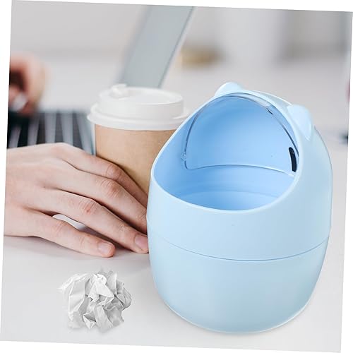 Miniatura 7 de Hemoton Lindo cubo de basura pequeño para escritorio, papelera de oficina, cubo de basura decorativo, mini para el hogar
