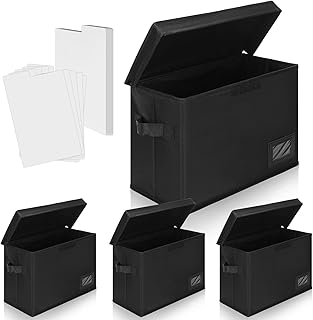 Lincia 4 Pack Comic Book Storage Boxes with 20 Book Dividers Collapsible Comic Box Case with Lid Moistureproof Dustproof Comic Short Box Holds 150-180 Comics Comics,15.4" x 7.5" x 11.4"