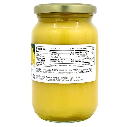 Miniatura 2 de Cuajada de limón, 13.8 oz (390 g), hecha con limones sicilianos en Italia, natillas de limón cítrico hecho con limón fresco, huevos y mantequilla,