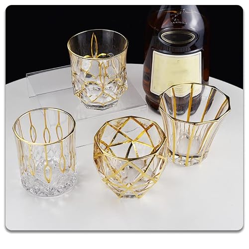 Liuzh Personalized Drawing Gold Edge Crystal Glass Wine Glass Bar Creative Red Wine Beer Glass Crystal Glass Whiskey Glass (Color : Black, Size : As The Picture Shows) #TOP3