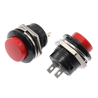 Momentary Push Button Switch, 12v 5A Momentary Switch Push Button for Classic Cars Horn & Screen Wash (Red)