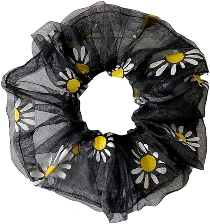 ボリューム シュシュ 休み 和風 かわいい 髪飾り シフォン しゅしゅ ブラック 髪ゴム花柄 おしゃれsikiwind シンプル ヘアアクセサリー 上品 カジュアル