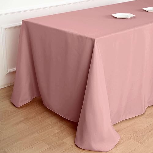 Miniatura 3 de Efavormart - Mantel rectangular de poliéster, 90 x 132 pulgadas, 90 x 132 pulgadas, color rosa polvoriento, para bodas, fiestas, restaurantes