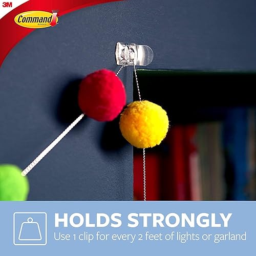 Miniatura 4 de Command Ganchos transparentes – 80 mini ganchos transparentes Command para interiores, clips de luces de cadena de plástico para pared, Navidad,