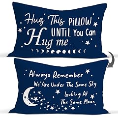 Rusenbao Hug Me Moon Blue Pillow Covers Girlfriend Boyfriend Remember Me Gifts 12x20 Pillow Cover Decorative Pillows Cover