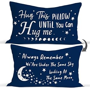 Rusenbao Hug Me Moon Blue Pillow Covers Girlfriend Boyfriend Remember Me Gifts 12x20 Pillow Cover Decorative Pillows Cover