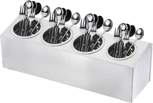 uxcell Commercial Utensil Holder, Stainless Steel Cylinder Flatware Silverware Utensil