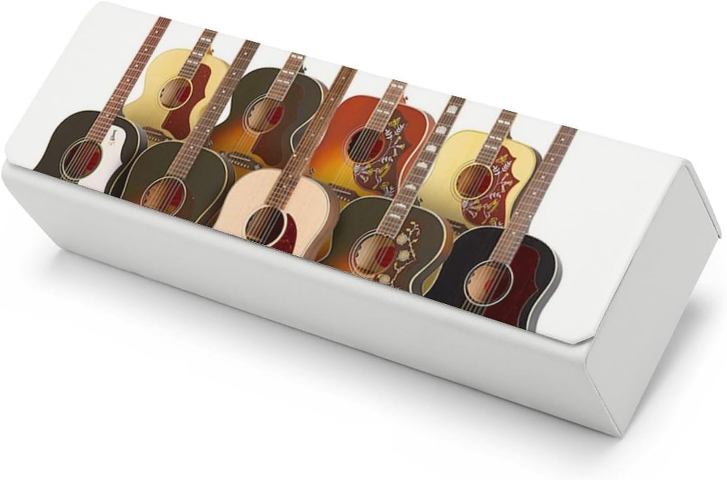 Guitar Eyeglass Case, Durable Convenient Spectacle Cases with Cleaning Cloth Leather Eyeglasses Storage Box for Sunglasses Man Women