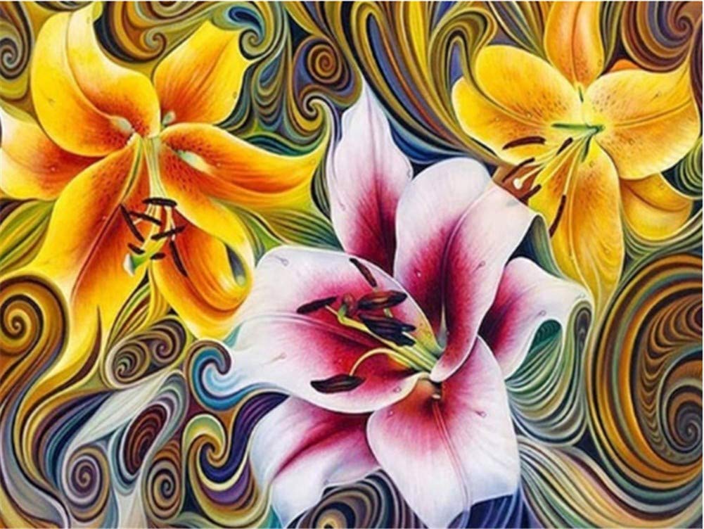 Peinture diamant fleurs roses jaunes kit complet 5D art mural 50x70cm