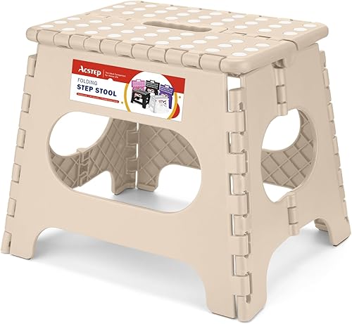Miniatura 8 de ACSTEP Taburete Plegable para Adultos y Niños de 11 Pulgadas de Altura, Taburete de Plástico Ligero Plegable que Soporta hasta 300 libras, Taburete