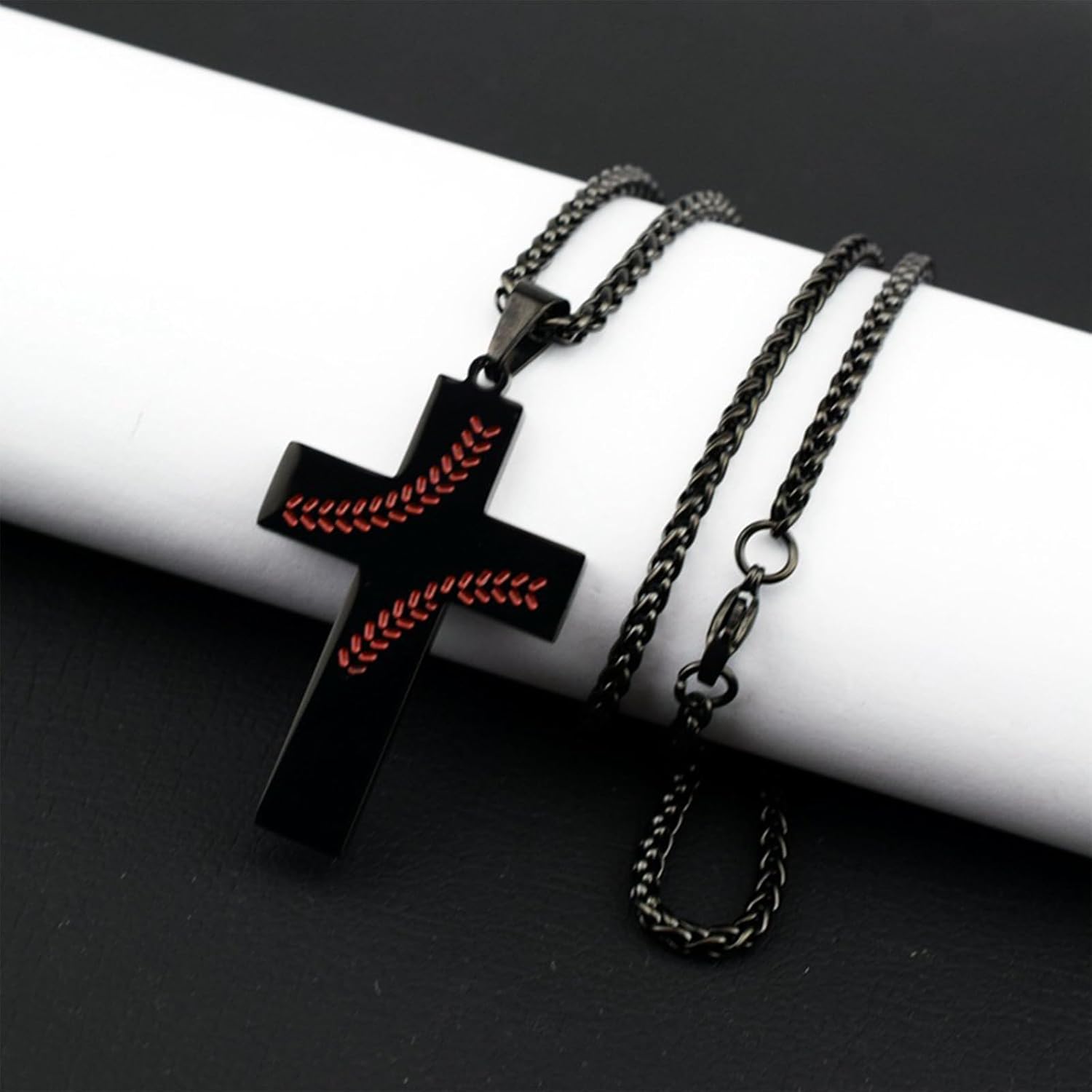 To My Son Necklace Baseball Cross Necklace for Men Stainless Steel Cross Pendant Chain Inspirational Bible Verse Religious Gift - Image 4