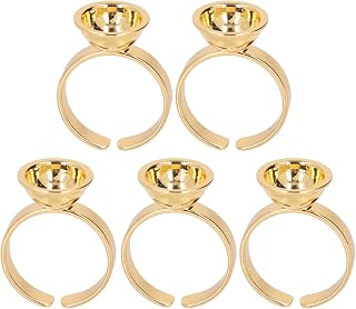 Stainless Steel Microblading Ink Ring Cup, 5pcs Salon Eyelash Glue Tattoo Pigment Holder S Gold for Microblading Supplies (Without Partition)