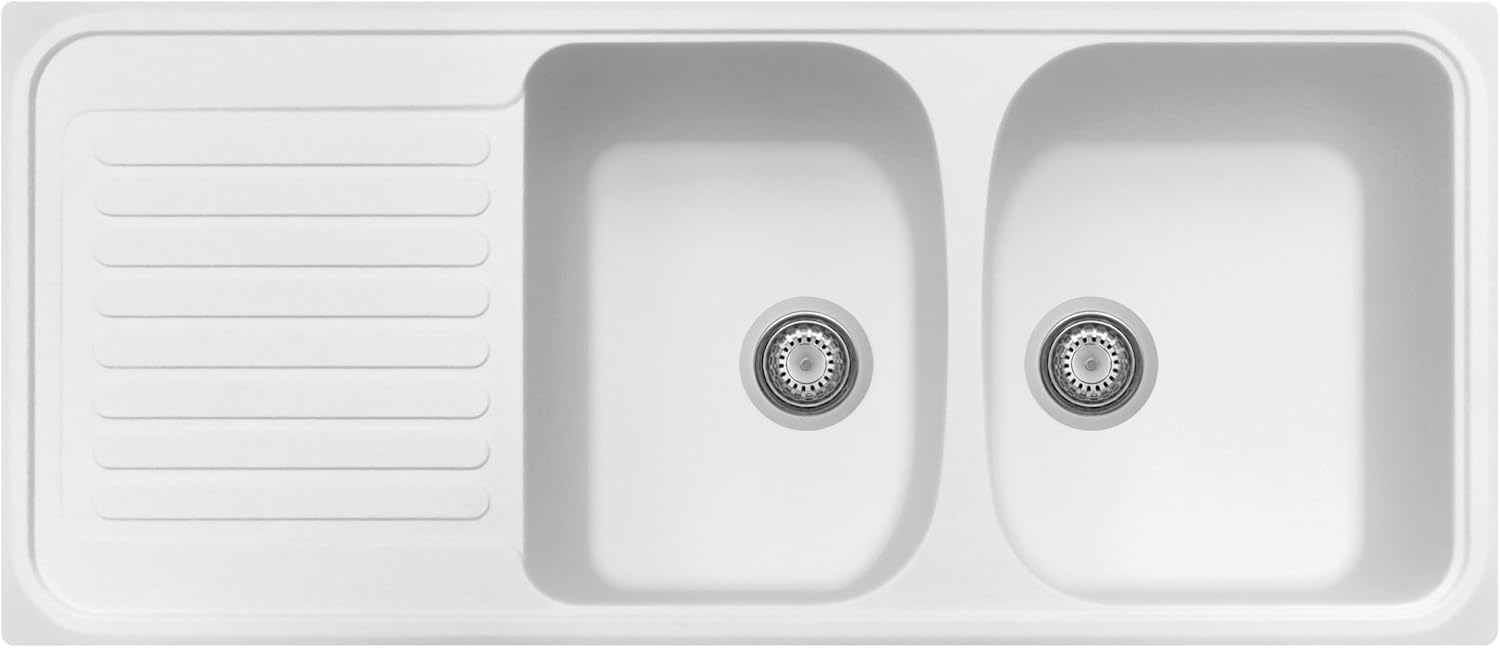 Plados Jasmine HR1162 Quartz Kitchen Sink Two Bowls + Drainer