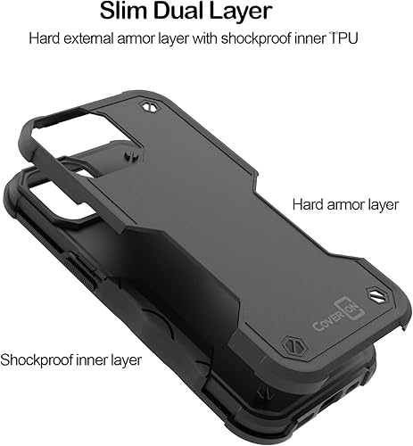 Miniatura 2 de CoverON Funda resistente diseñada para Apple iPhone 15, resistente grado militar A de plástico duro, TPU híbrido, agarre de la piel, funda rígida