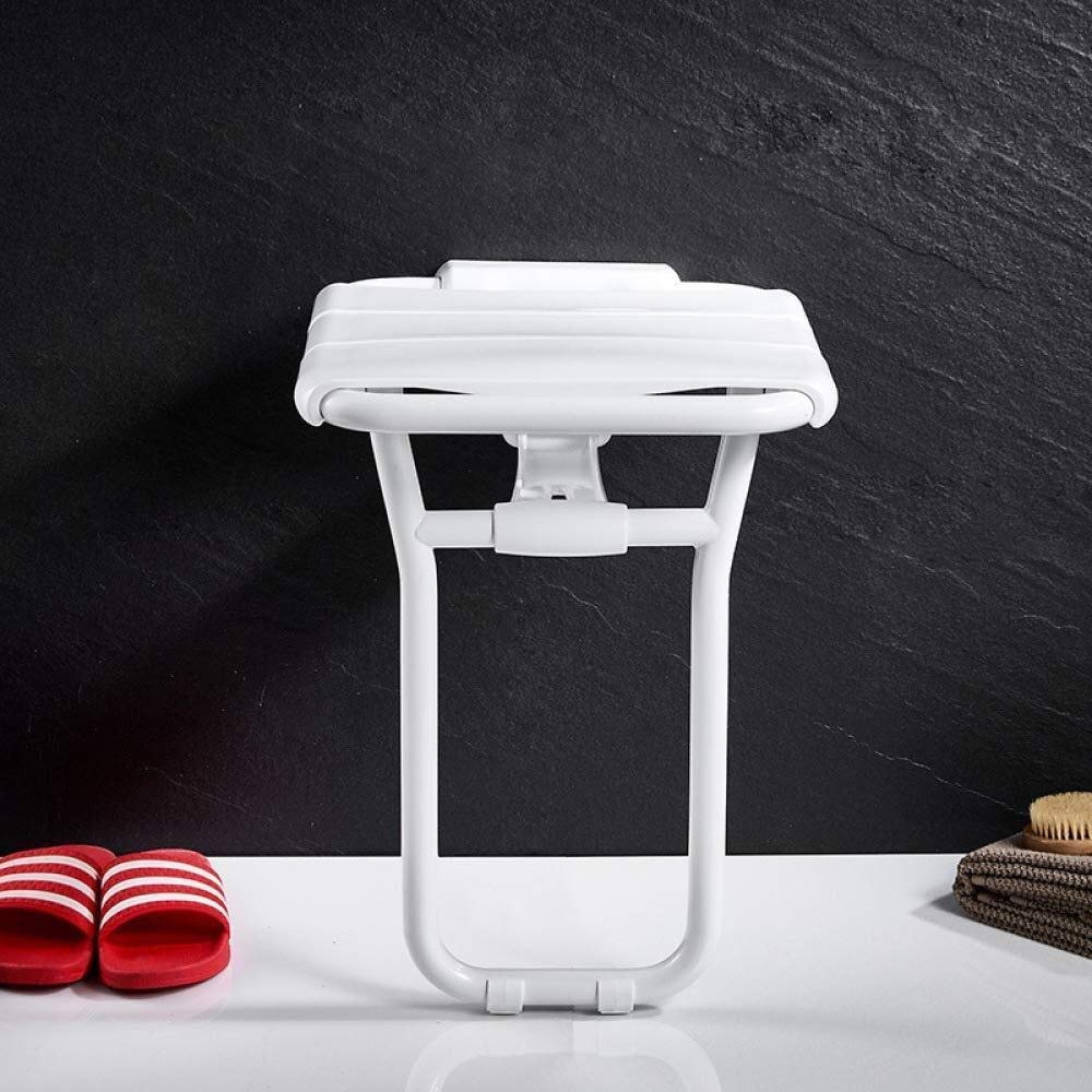 Home Essentials, Asiento de Ducha Taburete con Escalón Plegable Baño Montado en la Pared con Patas Abatibles para Personas Mayores Discapacitadas Max 150Kg,Blanco