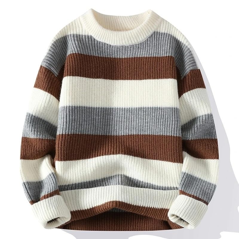 Men's Striped Sweater O-Neck Casual Knit Pullovers Knitted Sweater Men Autumn Winter Warm Tops3