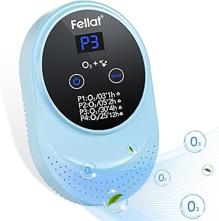 Ozone Generator, Ozone Machine Odor Removal for 5-30 ㎡ Room, Portable Room Deodorizer with Negative Ion, Odor Eliminator Suitable for Kitchen, Smoke, Pet Room, Living Room, Toilet