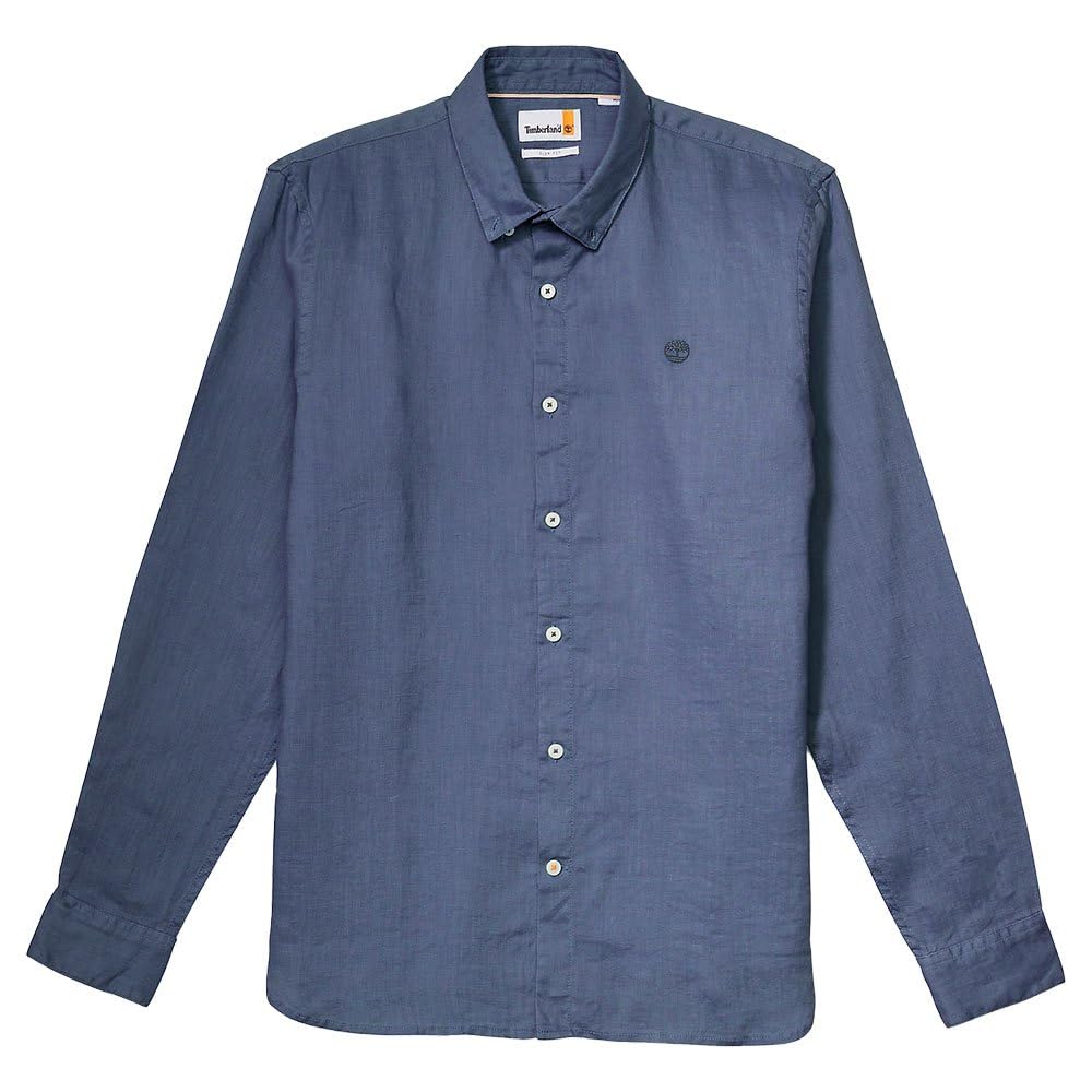 Timberland Camicia da Uomo Slim Fit in Lino Mill River Blu Taglia S Codice TB0A2DC3288