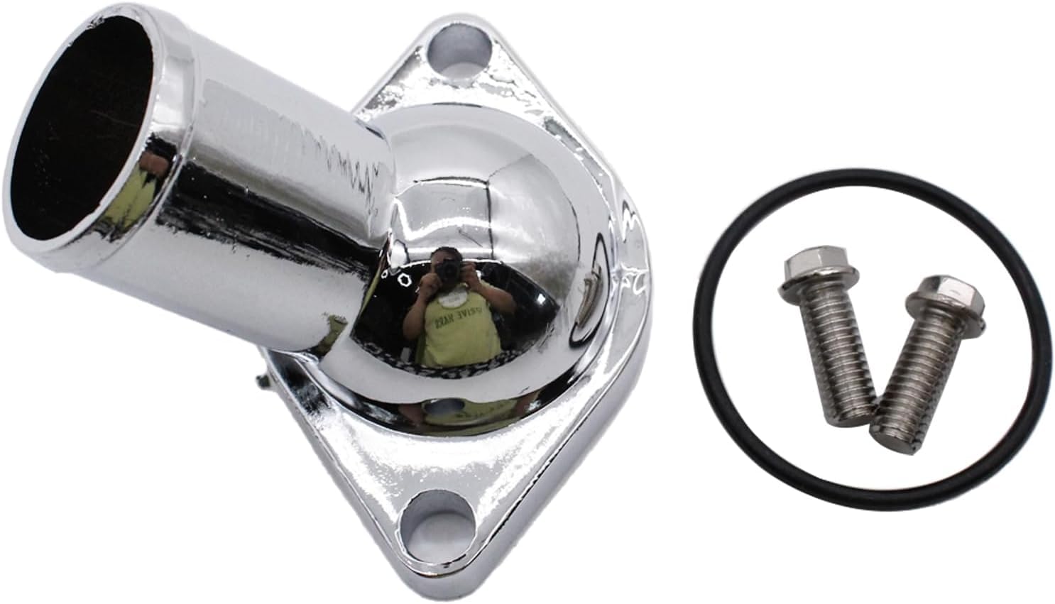 1 SET SHLPDFM chrome Steel Chevy Water Neck 45° Polished aluminum Water Neck Thermostat Housing Fits for Chevy V8 5.7L 350 454 Small Big Block