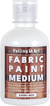 Falling in Art 8 Oz Professional Fabric Paint Medium for Fabric Painting, Acrylic Fabrics Medium for T-Shirts, Bags, and DIY Projects