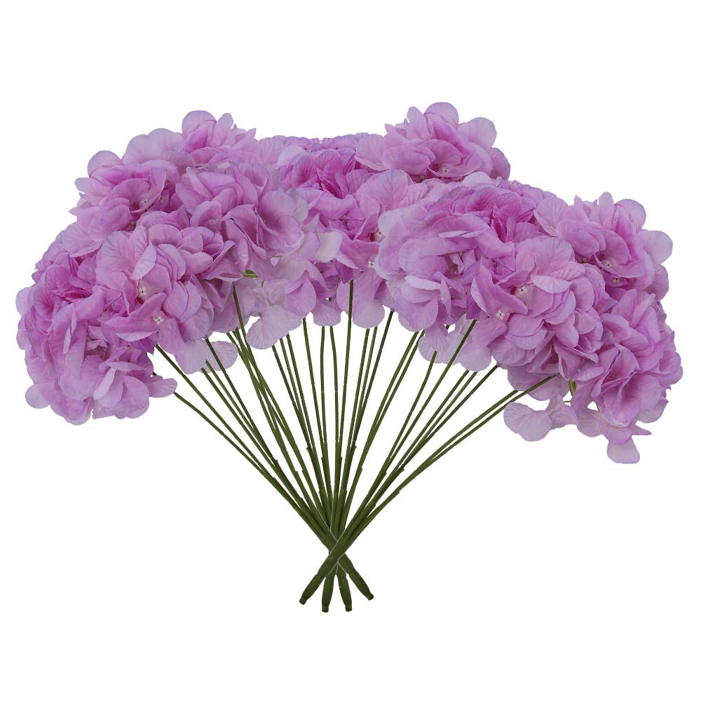 YATAI Artificial Silk Hydrangea Flower Bunch Arrangements Large Fake Floral Bundles Home Wedding Bouquet Table Centerpieces Party Decoration -Purple (4)