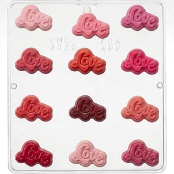 Love Bite Size Chocolate Candy Mold for Valentines Day 3025, 12 Cavities, 1.5" x 2"