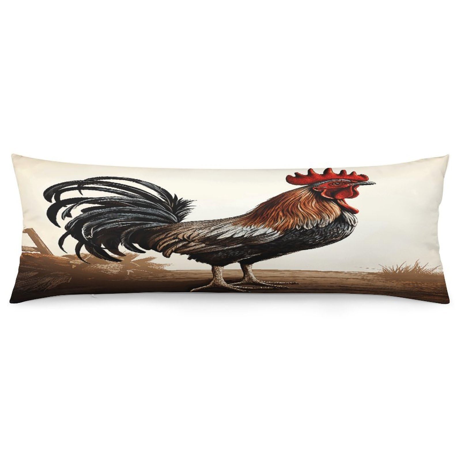 Rooster Throw Pillow Cover Soft Lumbar Pillow Covers with Zipper Breathable Rectangular Cushion Case Polyester Pillow Case Decorative Body Pillow Cover for Couch Bed