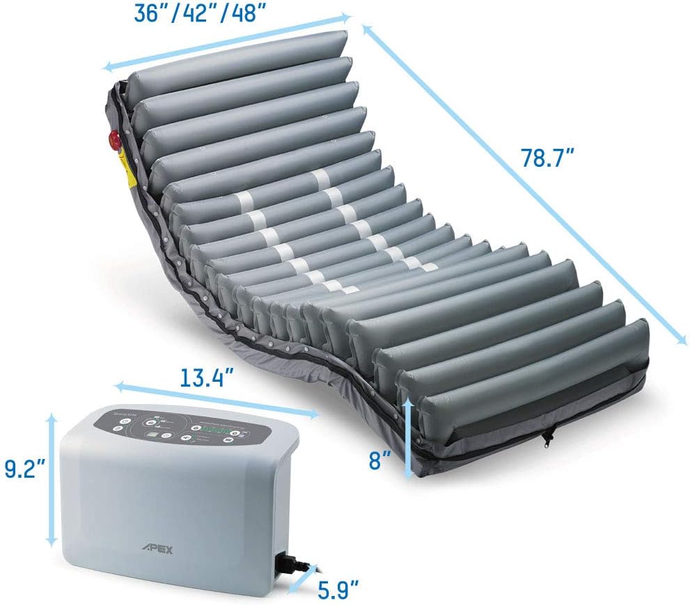 Apex Medical Serene Elite- 36" Width Low Air Loss Alternating Pressure Mattress with Powerful Digital Pump -4 Cycle Time Options- Pressure Ulcer Prevention- Fits Hospital Bed : Health & Household