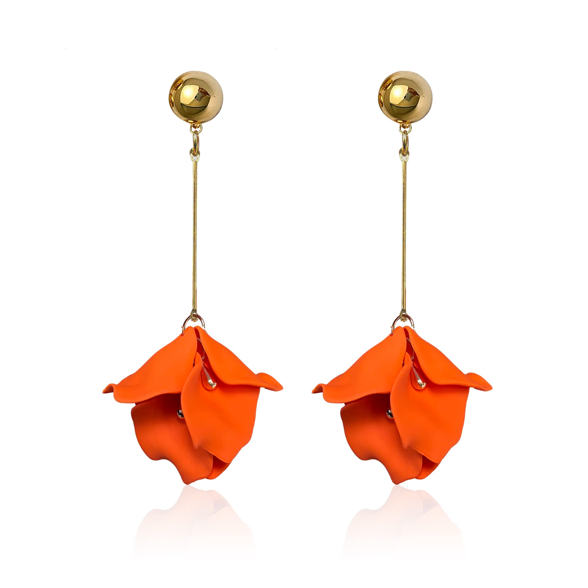 Just Follow Acrylic Rose Petal Earrings Dangle Exaggerated Flower Earrings Drop Statement Multicolored Floral Tassel Earrings Valentine's Day Bridal