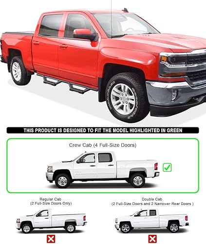 Miniatura 2 de APS Drop Steps - Estribos compatibles con Chevy Silverado GMC Sierra 1500 2007-2018 Crew Cab y 2500 3500 HD 2019 Crew Cab (excluye 07 Classic)
