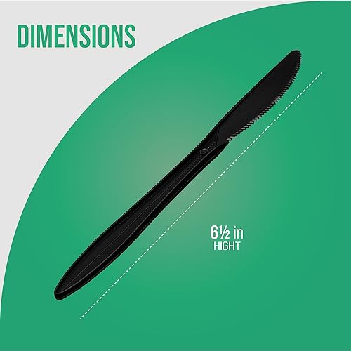 Miniatura 5 de 1,000 cuchillos desechables de plástico a granel negro de peso medio cubiertos desechables de plástico