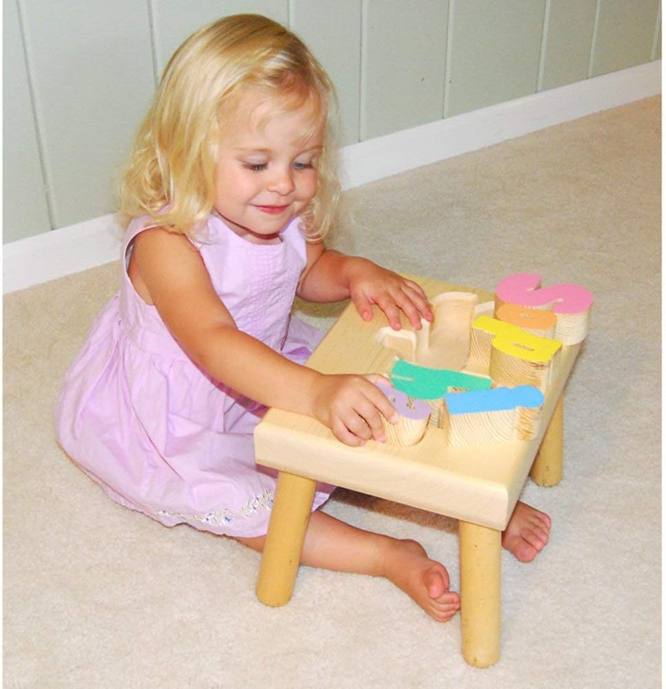 Damhorst Toys Name Puzzle Stool in Pastel Colors with Engraved Message