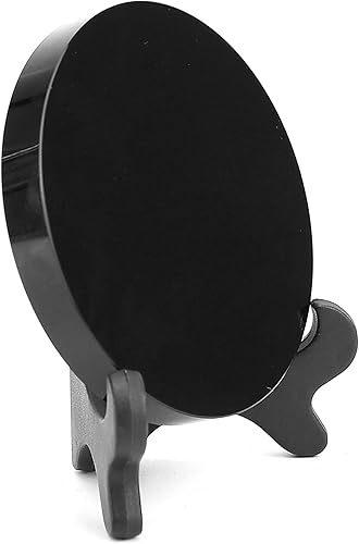 Miniatura 9 de Marsrut Espejo Scrying - Disco circular de obsidiana negra con soporte, obsidiana natural, energía de yoga de alquimia, herramientas de adivinación