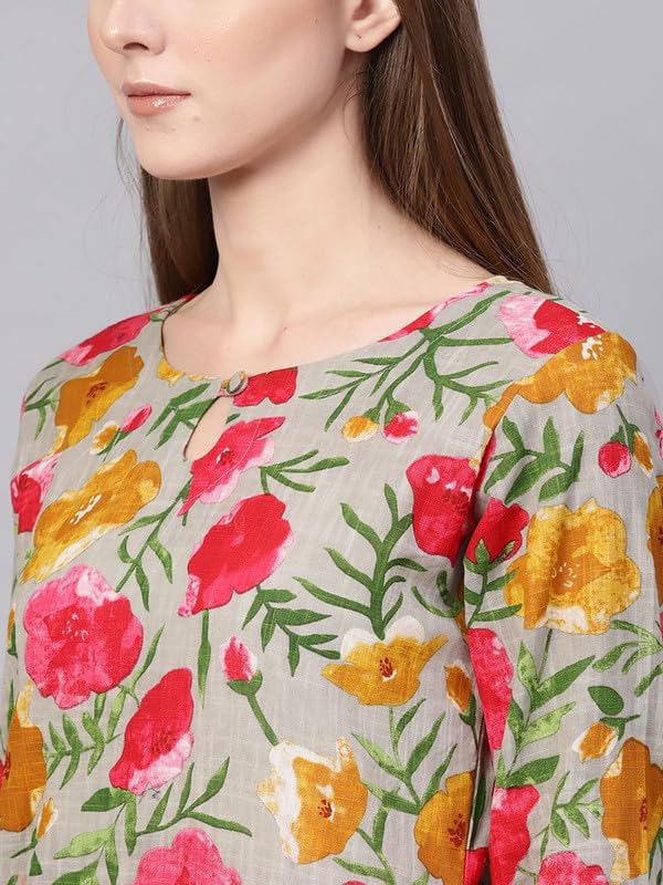 Image of Vaamsi Women's Rayon Blend Straight Fit Floral Printed Straight Kurti (VCK1131A)