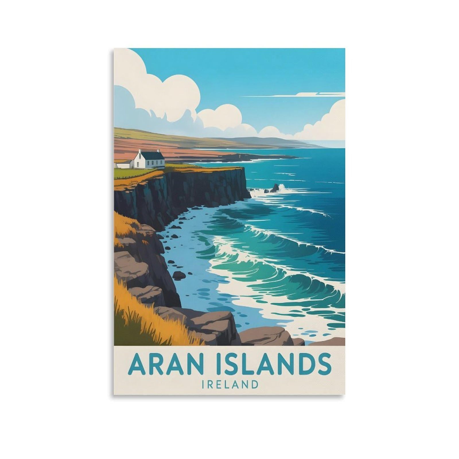EZMLFA Diamond Art Kits Adults,Aran Islands Ireland,5D Dimond Picture, Crystal Gem Art Crafts for Boys Girls, DIY Mosaic Creations Set for Home Decor 50x60cm