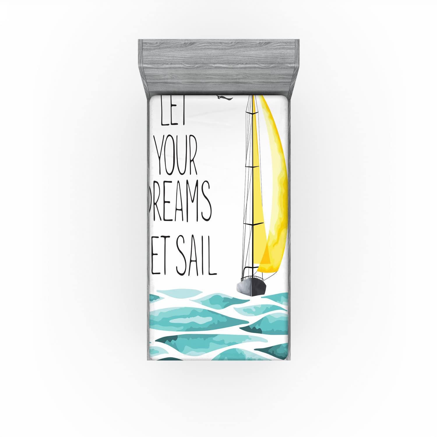 Ambesonne Sailboat 2 Pack Fitted Sheet, Let Your Dreams Sail, Bed Cover All-Round Elastic Deep Pockets 2 Pieces, Package Contains 2 Twin XL Size Fitted Sheets, Sky Blue