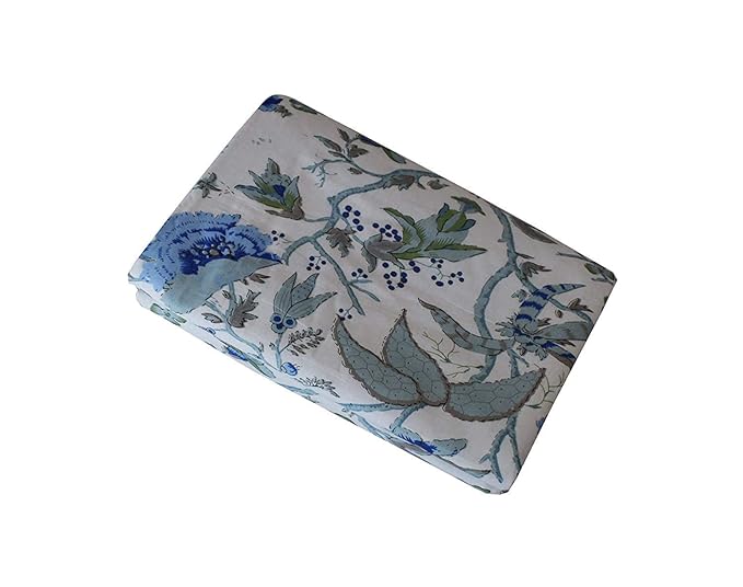 AQRATE 100% Cotton Double Bed Reversible Comforter/Blanket/Quilt/Duvet/Dohar Lightweight, All Weather Double Bed Dohar (Blue, Double)