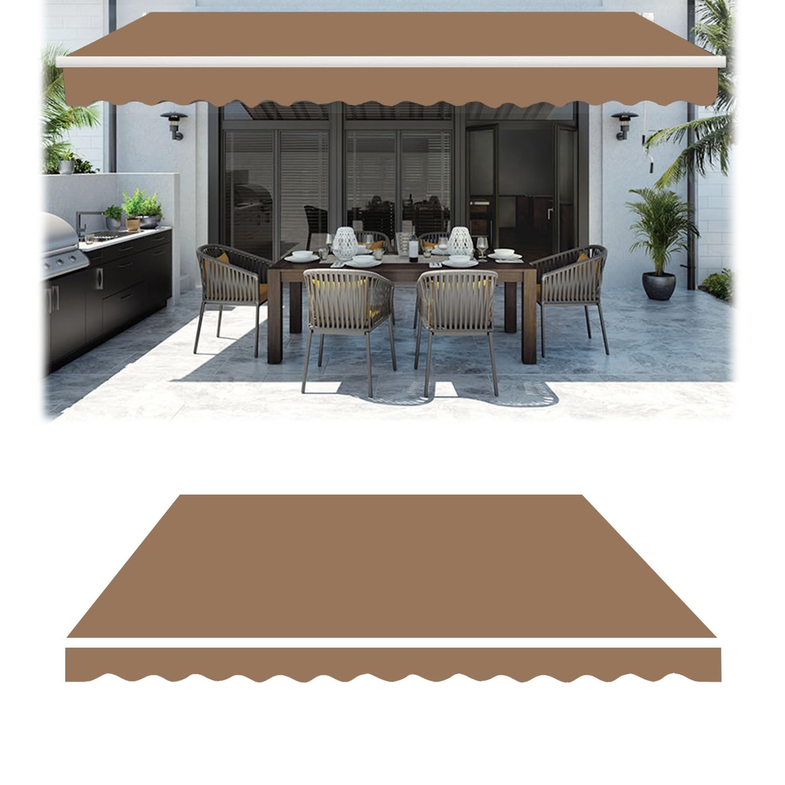 Pare-soleil rétractable gris pour bloquer la chaleur sur la terrasse