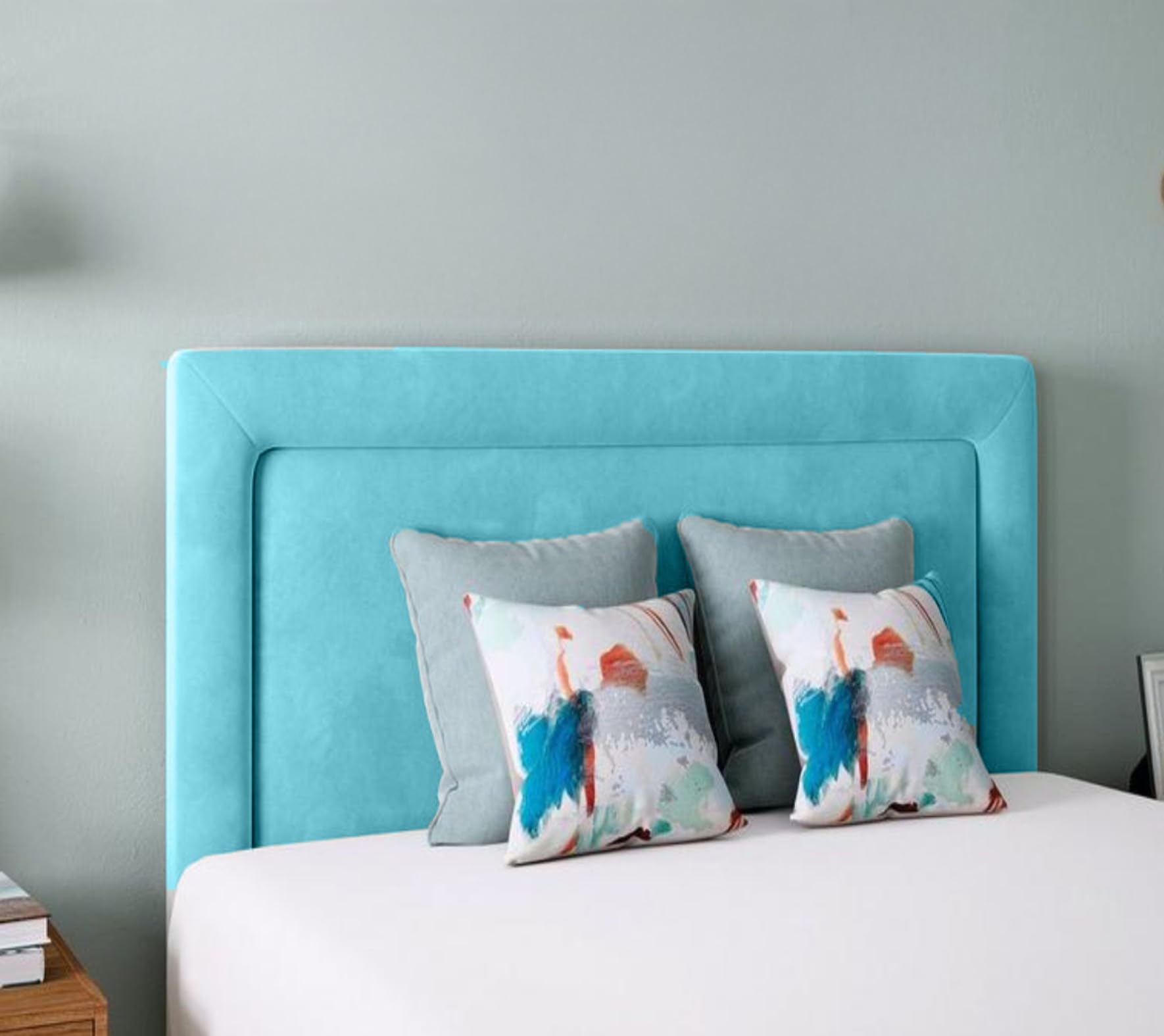 luxisleepltd Bumper Plush velvet Fabric Upholstered Headboard bed frame sizes divan bed 3FT Single Small Double 4FT Double 4FT6 Kingsize 5FT and Super King 6FT (Teal, Small Double 90cmTall)