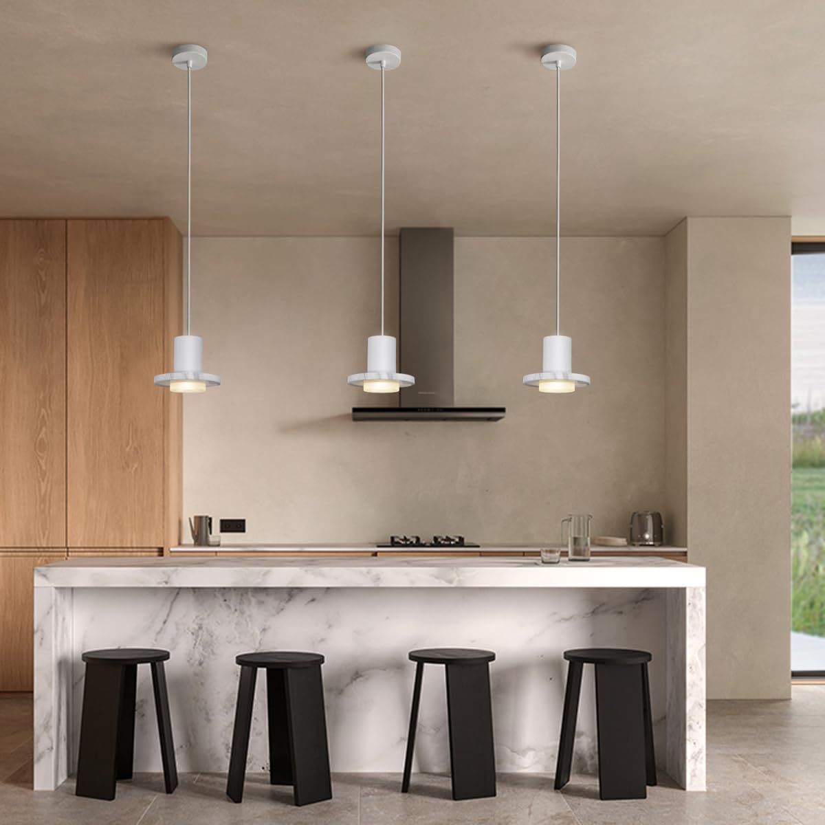 Lámpara Colgante Blanca de Piedra,Lámpara Wabi Sabi para Dormitorio,Lámpara Moderna de Mesa de Comedor Gris de 1 Foco con Pantalla de Aluminio y Mármol Ø18cm,Luz Pendiente GU10 para Cocina,Cafés,Barra