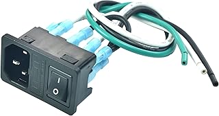 2pcs FILSHU Large Current Inlet Male Power Socket with 14AWG Wires,15A 250V IEC320 C14 Panel Mount Plug Adapter