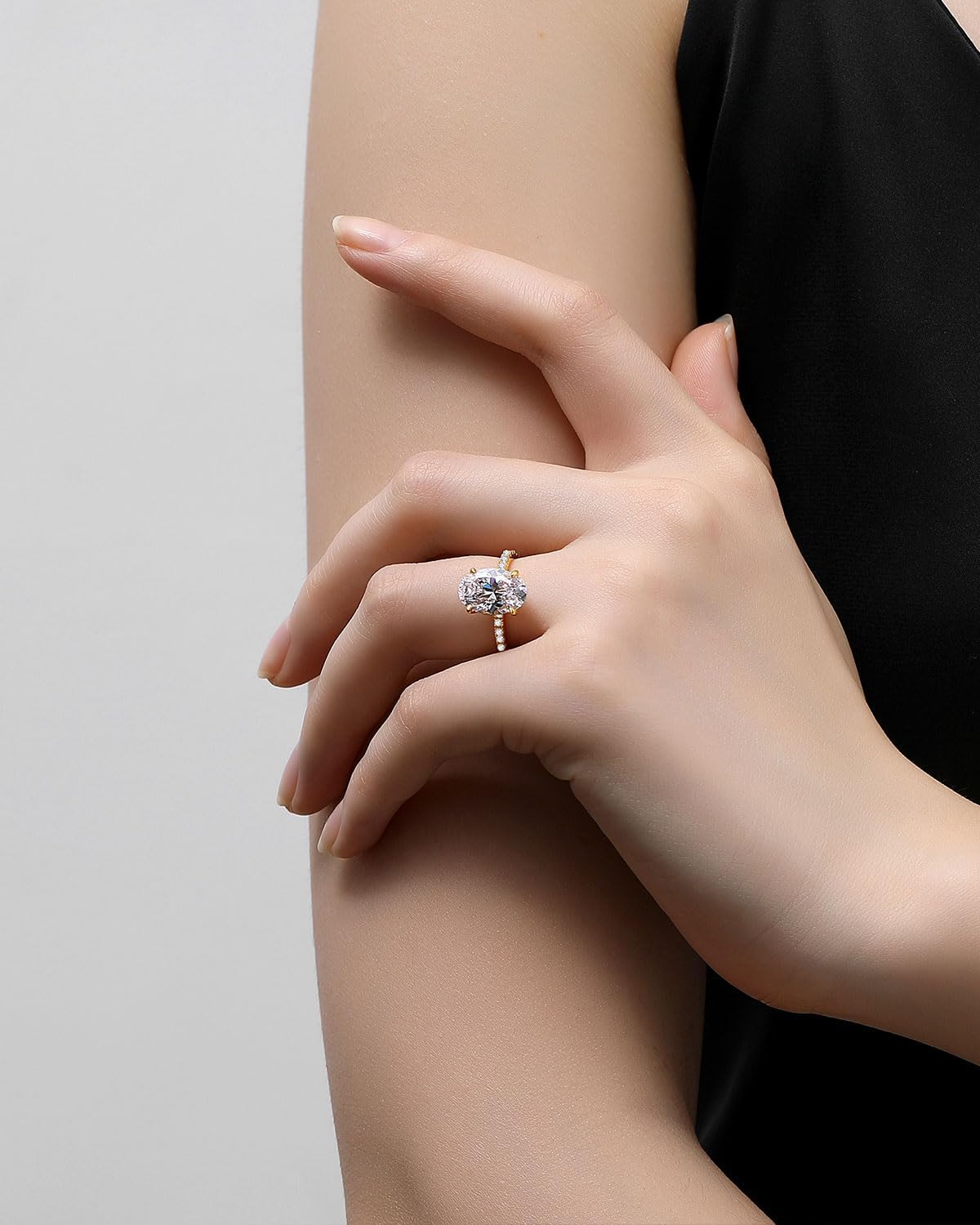 1.5CT/3.5CT/5.5CT/8CT Oval Engagement Rings for Women,Oval Diamond Ring,925 Sterling Silver 18K Yellow/White Gold Plated Promise Ring - Image 5