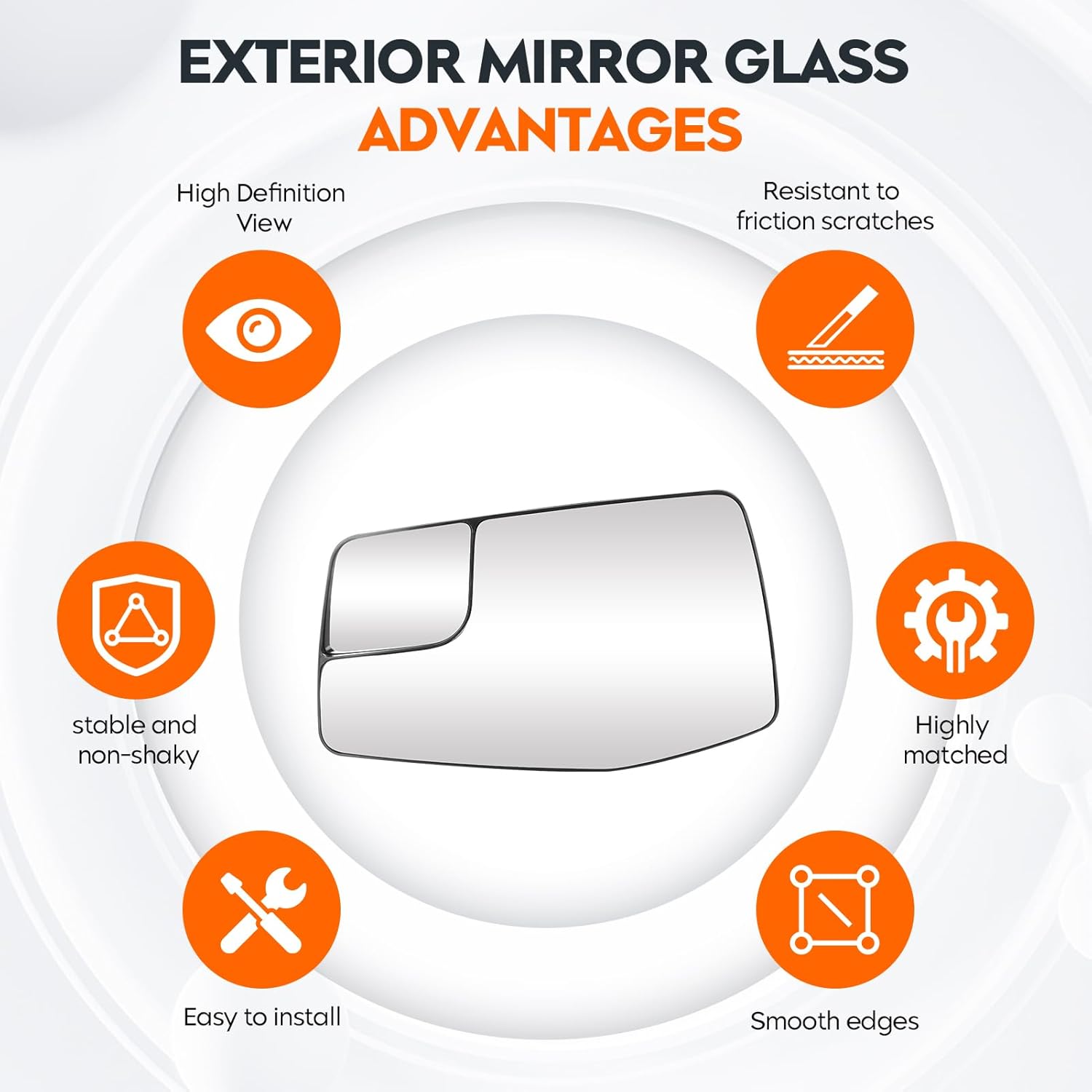 Youxmoto Driver and Passenger Side Mirror Glass Replacement, for Chevy Silverado/for GMC Sierra 1500 2019-2023, Left Right Side View Mirror Replace GM1325159 84309709, Pair