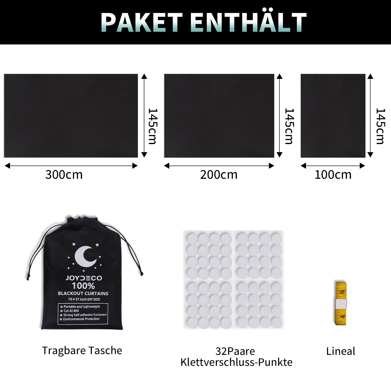 Joydeco Przenośna zasłona zaciemniająca 100% zaciemniająca i bez wiercenia, do okien dachowych, okien, strychu